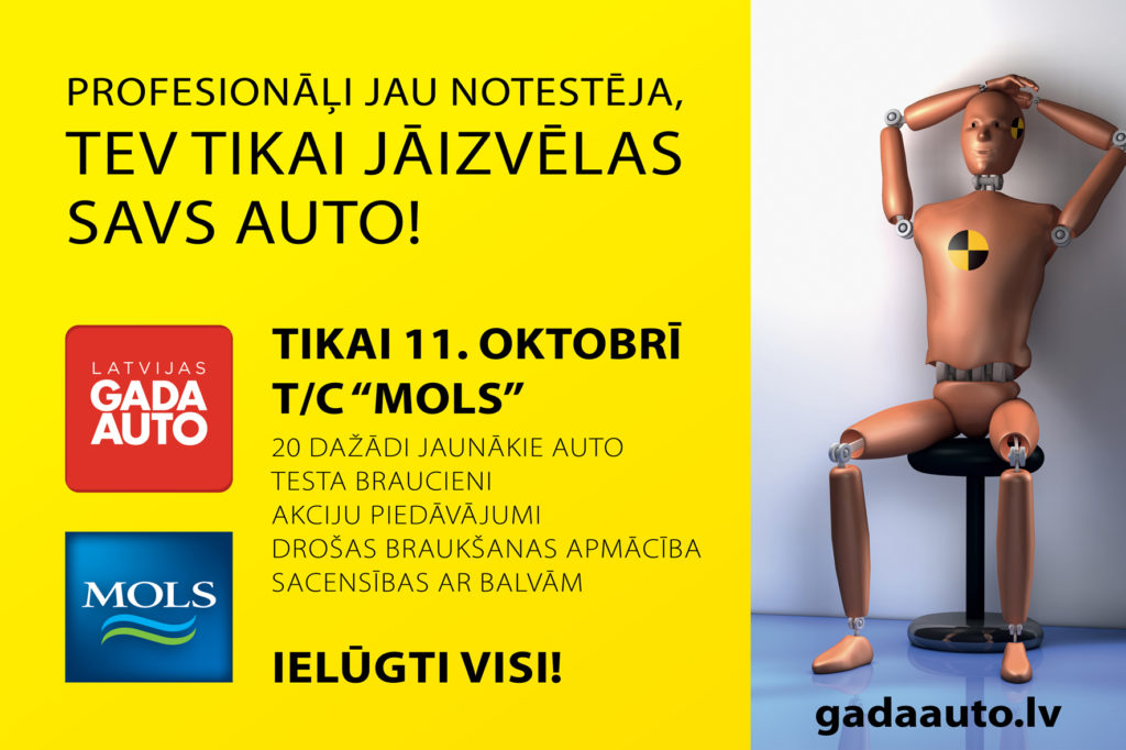 Ielūdzam uz Latvijas Gada auto testa dienu Molā 11. oktobrī no plkst.11:00